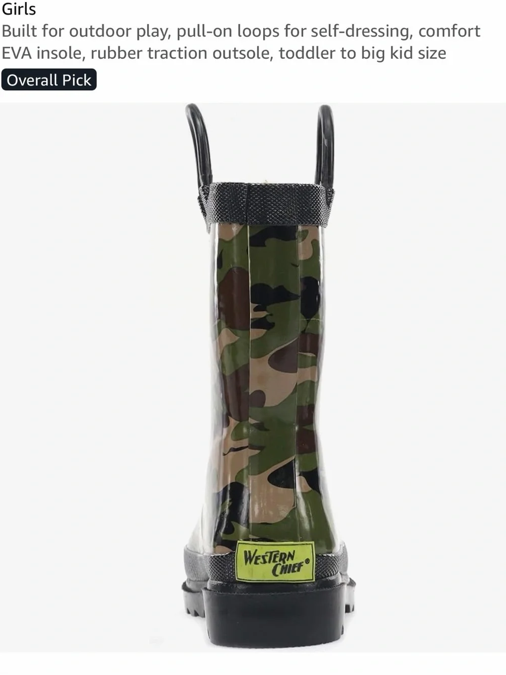 Western Chief little Kids Camo Rain Boots - Green Brown Camo size 8